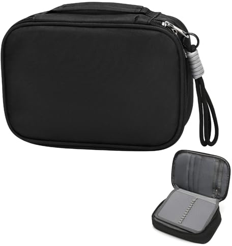 Weniubit Federmäppchen Schwarz Groß, Mäppchen Groß mit 72 Slots, Federmappe mit Schwarz Schlüsselanhänger und 3 Fach Abnehmbare, Pencil Case Black Aesthetic für Büros und Schulen 22.5x17x5.5cm
