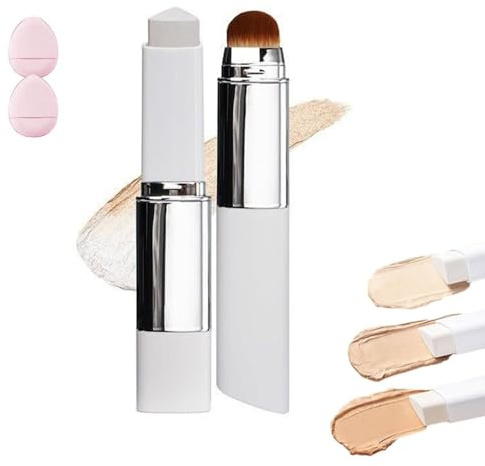 Farbwechselnder Foundation-Stick,WeißE Koreanische Farbwechsel Foundation,Dual Ended VollstäNdige Abdeckung Matt Abdeckcreme,Mit Pinselkopf,FüR Alle Hauttypen Geeignet (Natur, Größe)