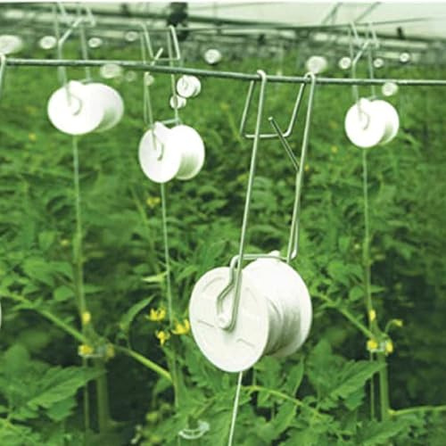 Helilyco Gancio a rullo per traliccio di pomodoro con spago in nylon da 15 m, ganci di supporto per piante per pomodori, cetrioli e viti, 1 6 pezzi