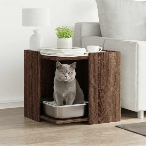 Mokuyary Meuble de Bac à Litière pour Chat chêne Marron Salon