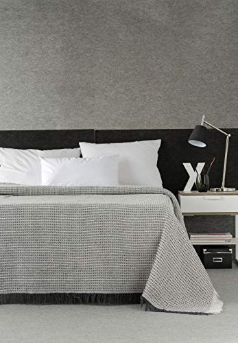 Estoralis Nido | Colcha Multiusos de Diseño Moderno | Plaid para Cama y Sofá | Gris | Colcha/Cubresofa (230 x 260 cm. AnchoxAlto) | con Fleco