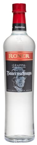 Roner Bauernschnaps - Grappa dell'Agricoltore (1x 0,7l) - Grappa Delicata dalla Distilleria Artigianale Alto Adige Südtirol più premiata d'Italia - 700 ml