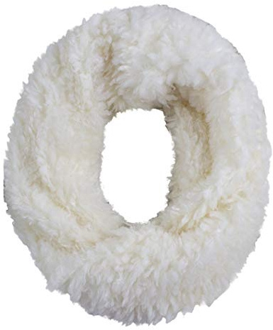 stylesilove Women Soft Fluffy Faux Fur Solid Color Infinity Tube Scarf - 4 Colors (Ivory)