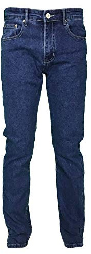 Jeans Uomo 5 Tasche Denim Regular Fit Gamba Dritta Elasticizzato Vita Alta (54, Denim)