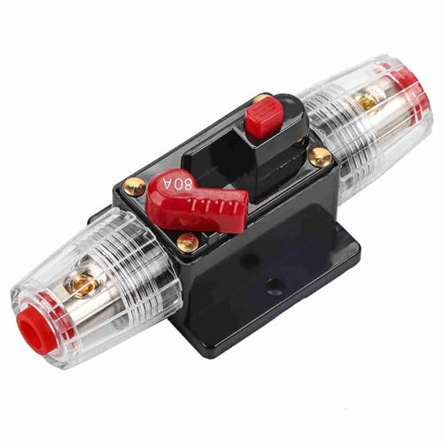 Sicherungshalter 50Amp, 100Amp Leistungsschalter Reset Sicherungshalter Auto Boot Sicherungshalter Wasserdicht 12-24V Neu(80A)
