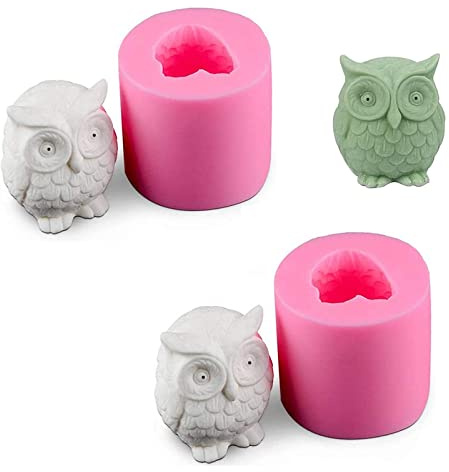Tier Silikonform 2 Stück Silikon Seifengießform Kerzen Gießform Diy Eulen Silikonform 3D Eulenform Silikonform 3d Tiere Backformen Kreativ Handwerk Für Seife Kerze Schokolade Rosa