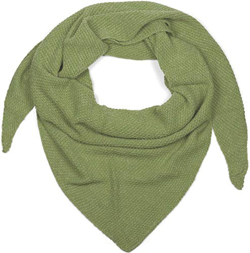 styleBREAKER Dam XXL stickad trekantig halsduk med riskorn stickmönster i enfärgade färger, halsduk, lätt duk 01020042, Lindgrön, En Storlek