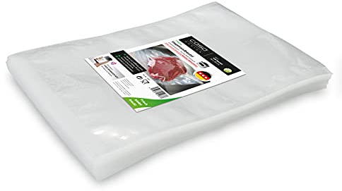 CASO Siegelrandbeutel 30 x 40 cm, 90 mμ, 100 Stück, ausschließlich für Kammervakuumierer, glatte Oberfläche, stabile Schweißnaht, BPA-Frei, Sous Vide, Made in Germany