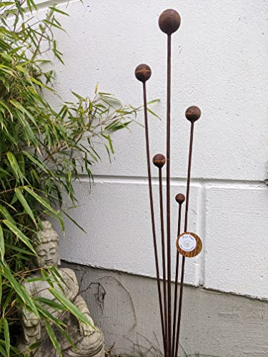 Zen Man Edelrost Gartenstecker Gartenkugel aus Metall Rost H116cm 032139