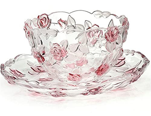 Fruit Basket Bowl Glass Fruit Bowl Vegetables,Fruits, Snacks, Candy Fruit Basket for Living Room Countertop Decorative for Table (Color : Red)