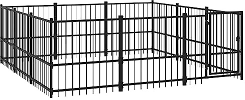 vidaXL Hundgård för utomhusbruk stål 8,47 m², hundgård, valphage, hundinhägnad, hundgårdar, valphagar, hundinhägnader, hundbur, hundburar