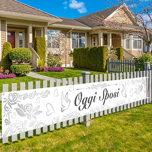 DPKOW Oggi Sposi Striscione per Matrimonio Decorazione Giardino Parete Casa, Addobbi Matrimonio Nastro Barriera Esterna Decorazione, Elegante, 270 * 35 cm