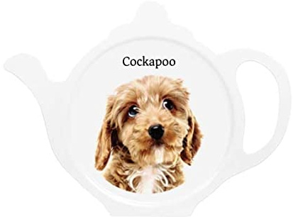 Cockapoo Dog Teabag Tidy Rest for teaspoons and Used Tea Bags Width: 12.5cm Height: 9.5cm Depth: 0.5cm