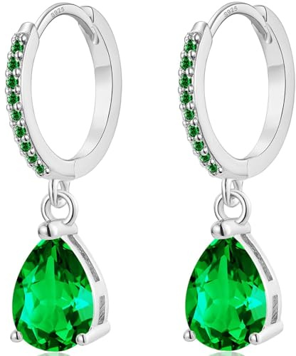 MASOP Ohrringe Silber 925 Hängend Damen, Creolen mit Anhänger Zirkonia Wassertropfen Braut Ohrringe Schmuck Geschenke für Hochzeiten Geburtstag mit Geschenkbox für Freundin Frauen Mädchen Silber/Gold