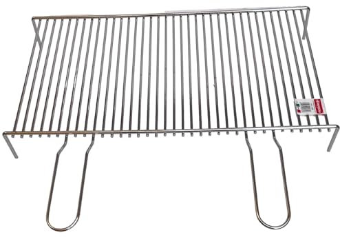 Graticola in filo di acciaio cromato, pesante, per camino barbecue campeggio, made in Italy. (60x35 cm)