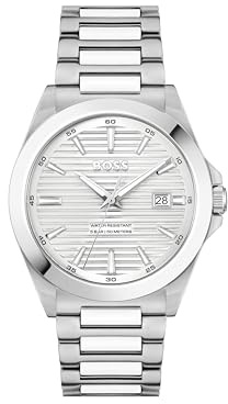BOSS Three Hand Quartz Movement Watch for Men Strike Collection with Silver Stainless Steel Bracelet - 1514176