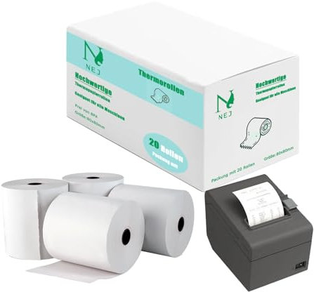 Thermal Rolls 80 mm x 80 mm x 12 mm Premium Receipt Rolls for PDQ POS EPOS Cash Register Systems and Printers (20)
