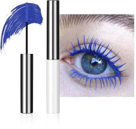Safirmascara, blå silkesfiber, mascara med mjuka ögonfransborstar, utan förtjockning, inga ränder och ingen flagning, långvarig vattentät mascara, effekt