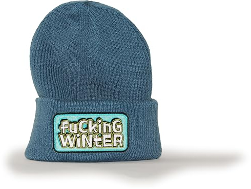 minifan Outdoor Strickmütze: Fucking Winter Kalt - Beanie Männer Frauen Mütze Wintermütze Herbst Wald Natur Klettern Outdoor Wandern Geschenk für Herren Damen Coole Ski Mütze