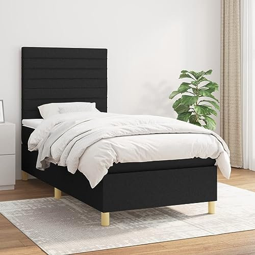 qohoio Boxspringbett mit Matratze Betten Mit Matratze Schlafzimmer Bett Boxspringbett Mit Matratze Schwarz 80x200 cm Stoff - 3142371