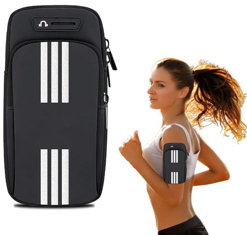 Brazalete Movil Running Deportivo, Brazo Correr Fitness Brazalete, Bolsa el Brazo Deportivo Universal, para Correr, Gimnasio, Viaje (Negro)