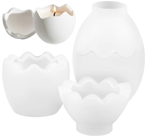 4 stampi in silicone per candele, portacandele in silicone 3D, per cemento, per cemento, per candele, per Pasqua, per versare le uova