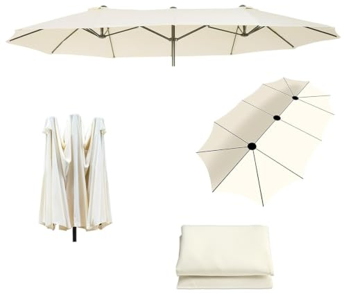 HEYBB Sonnenschirm Rechteckig Sonnenschirm 400 Cm,Sonnenschirm Groß,Ampelschirm Rechteckig,Doppelsonnenschirm,Marktschirm 4m Für Innengärten, Balkone, Schwimmbäder (Nur Schirmdeckel)