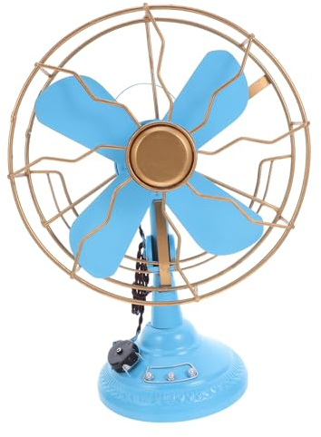 Toyvian de Ventilador de Mesa Vintage de Hierro Forjado Azul Escultura Decorativa Retro para Escritorio Adornos Antiguos para Cafeterías y Hogares Accesorio Ligero y Compacto