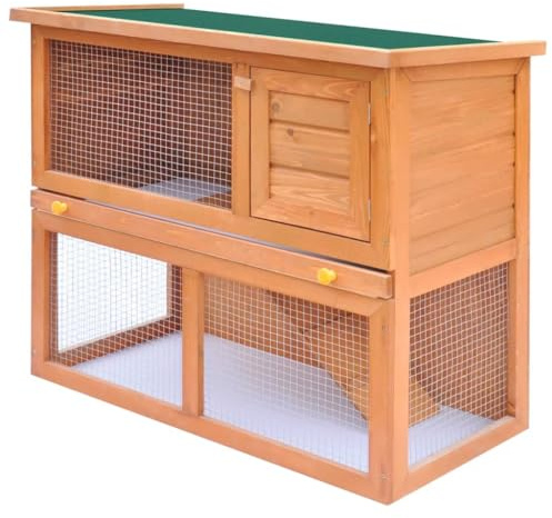 Mokuyary Kaninchenstall Kleintierhaus Hasenstall 1 Tör Holz Hasenstall mit herausnehmbarer Bodenwanne, Hasenkäfig Kleintierkäfig Kleintiergehege Hasenhaus Meerschweinchenstall