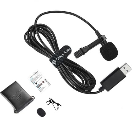 Micrófono de solapa USB para computadoras con tecnología de cancelación de ruido, micrófono Lavalier para transmitir entrevistas, videos en línea, micrófono de conferencia