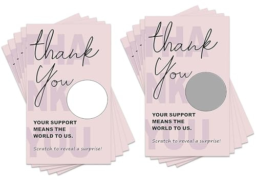 50 Pack Thank You Blank Scratch Off Cards for Gifts and Gift Certificates, Custom Scratch Off Cards for Weddings, Bridal Shower, Events, Business Promotions(Pink)