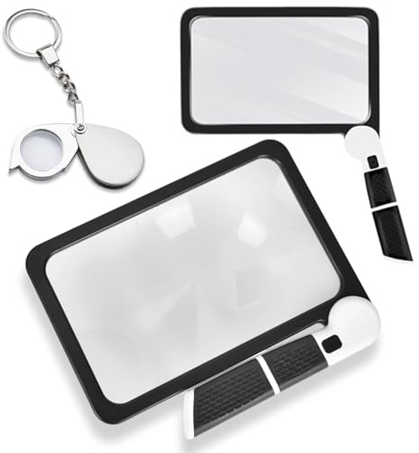 5X Magnifying Glass with Light, Large Handheld Magnifier for Reading with 48 LED Light and Anti-Glare Lens for Seniors, Macular Degeneration, Low Visions(with 10X Magnifying Glass Keychain)