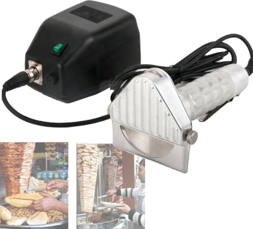 Affettatrice elettrica per kebab con spessore regolabile e alto numero di giri per preparazione professionale di Shawarma, Fajita e Gyros