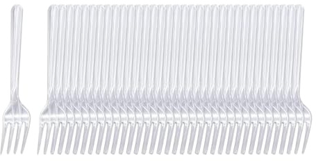 100 Posate Forchette in Plastica Trasparente Riutilizzabile da 18 cm