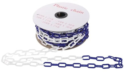 VALICLUD Barrera de Cadena de Plástico 6 Mm Azul, 25 Metros, Eslabones Resistentes para Señalización Vial, Barricada para Control de Tráfico y Delimitación de Áreas Seguras