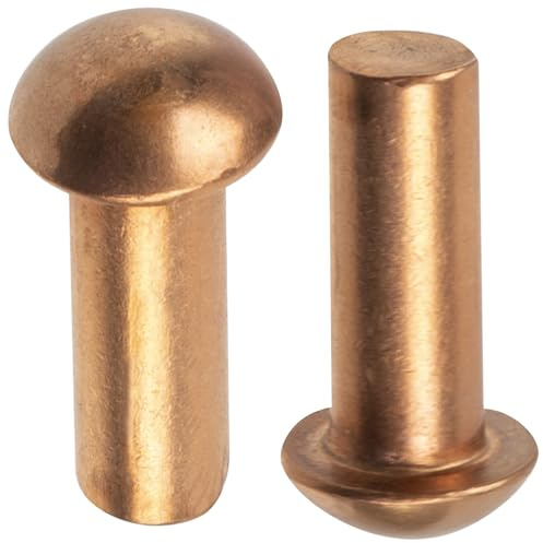 AERZETIX Set di 12 rivetti pieni in rame Ø6x16 mm/testa semitonda
