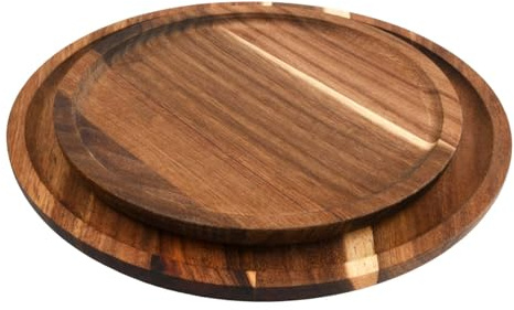 Bandeja Redonda de Madera, Juego de 2 Bandejas de Madera Redonda para Servir, Bandeja Decorativa, para Servir, Fruta, Pan, Plato de Ensalada, Tabla para Servir Charcutería