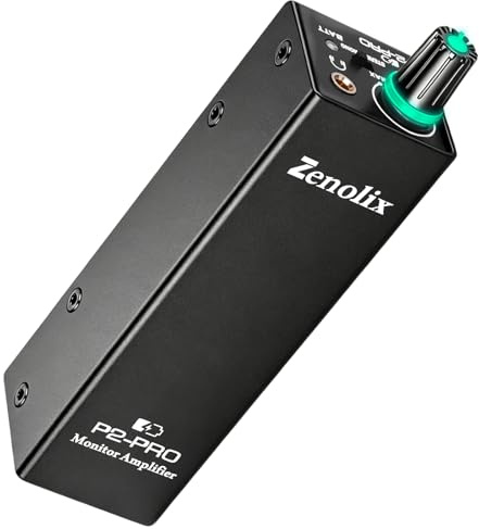 Zenolix P2-Pro Portable in Ear Monitor Amplifier, Headphone Amp with XLR/TRS Inputs 3.5mm Output, Headphone Amplifier with Durable Belt Clip, Stereo/Mono Switch for Drummers, Guitar, Keyboardists