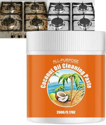 Pâte De Nettoyage À L'huile De Noix De Coco Tout Usage, Pâte De Nettoyage Et De Polissage À L'huile De Noix De Coco Polyvalente, Nettoyant Pour Cuisinière En Verre, Dégraissant Robuste (1Pcs)