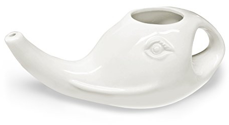 Jala Neti - Bollitore per naso con manico (in ceramica), doccia nasale, assistenza sanitaria naturale