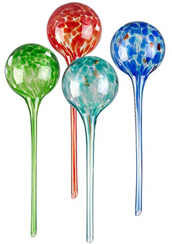 Royal Gardineer Glaskugel Blumen Wasser: 4er-Set Gießfrei-Bewässerungs-Kugeln aus Glas, bunt, Ø 8,5 cm (Gießkugeln, Wasserkugel, Garten Bewässerung)