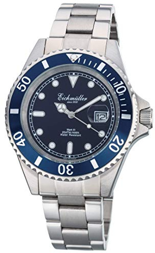 Eichmüller Herren Taucheruhr 200M, Datumsanzeige, Drehlünette und Leuchtindex