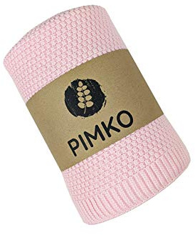 PIMKO Babydecke Strickdecke Kuscheldecke Schmusedecke weich und kuschelig, ideal für Zuhause oder für Unterwegs für Allergiker geeignet aus natürlicher 100% Baumwolle Größe 80 x 100 cm (Rosa)