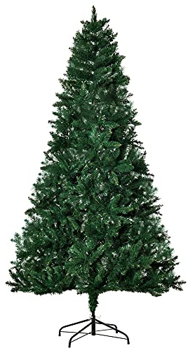 HOMCOM Árbol de Navidad Artificial 210 cm Ignífugo 1064 Ramas Verde | 2 Tipos de Puntas de PVC, Base Plegable, Soporte de Acero, Decoración Navideña de Interior