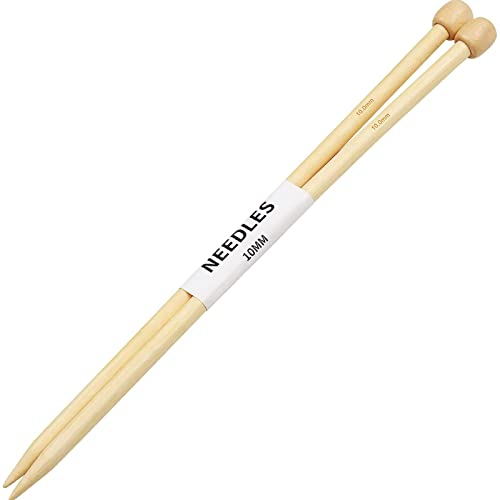 Coopay Bambus Stricknadeln 10mm, 1 Paar Hölz Jumbo Stricknadeln für Dickes Garn, Decke, Teppich, Schal und Großes Strickprojekt, Klobige Nadeln Groß Stricknadelset 35cm