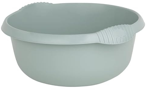 JMS we create smile Elegant Multipurpose Plastic Bowl Washing Up Bowl Mixing Bowl Washing Basin Bowl Sink Tidy Organiser Wash Tub for Home Kitchen Camping Caravan (Silver Sage, 28 CM Round)