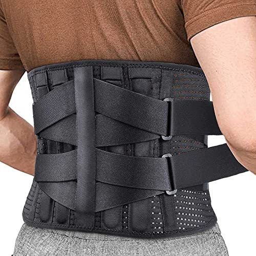 SXHMSAL Rückenbandage Rückengurt Atmungsaktiv Rückenstützgurt Fitness Rückenbandage Rücken Gurt Herren Damen Selbsterhitzung Rückenstützgürtel Lendenwirbel Für Sportübungen,Schwarz,2XL