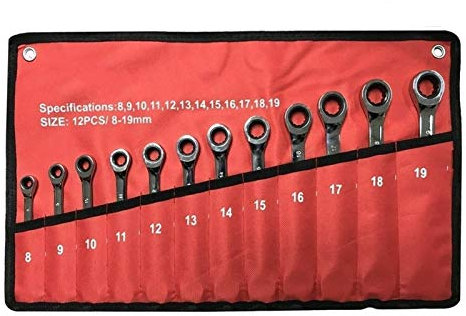 Herramienta de hardware 5/7/12 piezas Juego de llaves de carraca de cabeza fija Juego de llaves de cabeza de acero cromado Llaves de carraca Herramienta Llave Herramientas Garaje (Color : 12pcs)