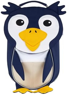 Affenzahn Kleiner Freund Kindergarten-Rucksack für 1-3 Jährige Ergonomisch Reflektierend Ziehzunge mit Namensschild Pinguin - Braun