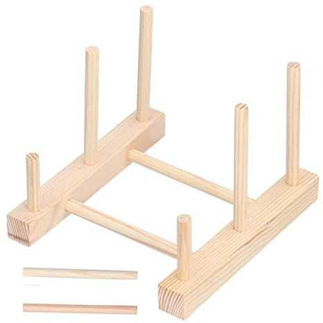 Trä Torkställ för Tallrikar, 2 fack 15 cm, Köksställ för tallrikar, koppar, skålar, kastrullock och skärbrädor, mångsidig diskställ